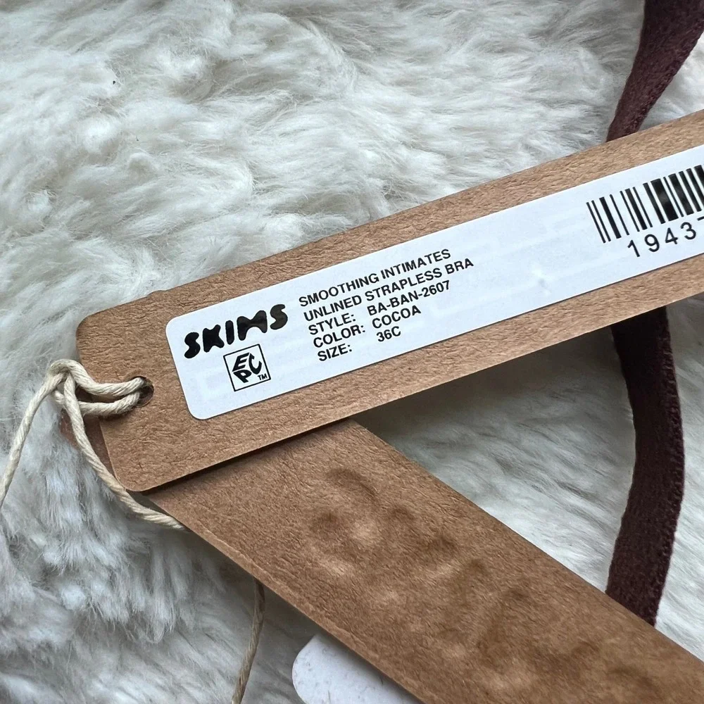 SKIMS Smoothing Intimates Unlined Strapless Bra Cocoa Brown 36C BA-BAN-2607 NEW